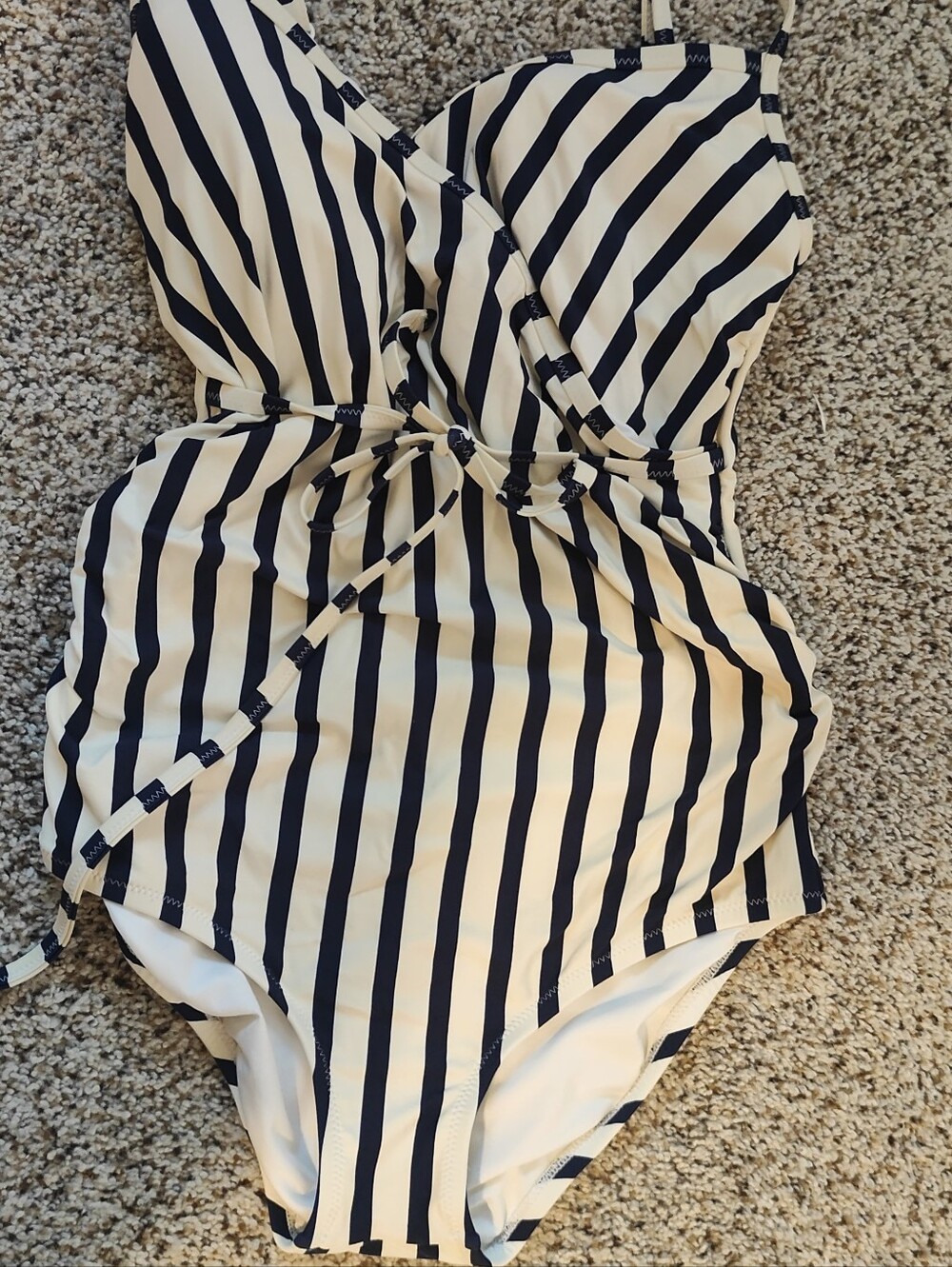 GAP Maternity Navy and White Striped Sleeveless One-piece swimsuit